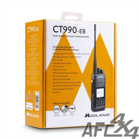 Midland CT-990EB Dual Band Walkie VHF-144 -UHF-430 Mhz Proteção IP67